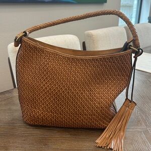 Patricia Nash Tan Woven Leather Shoulder Bag